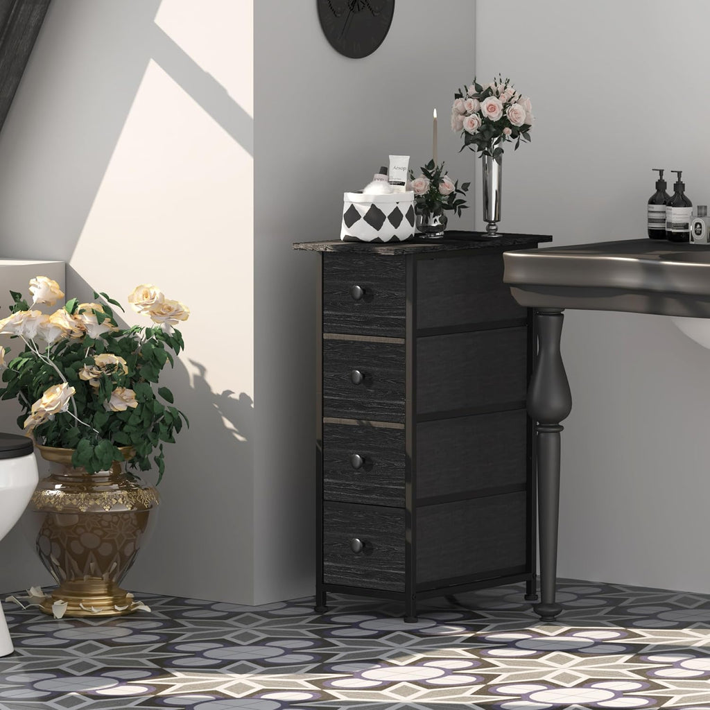 Charcoal Black 4‑Drawer Slim Dresser