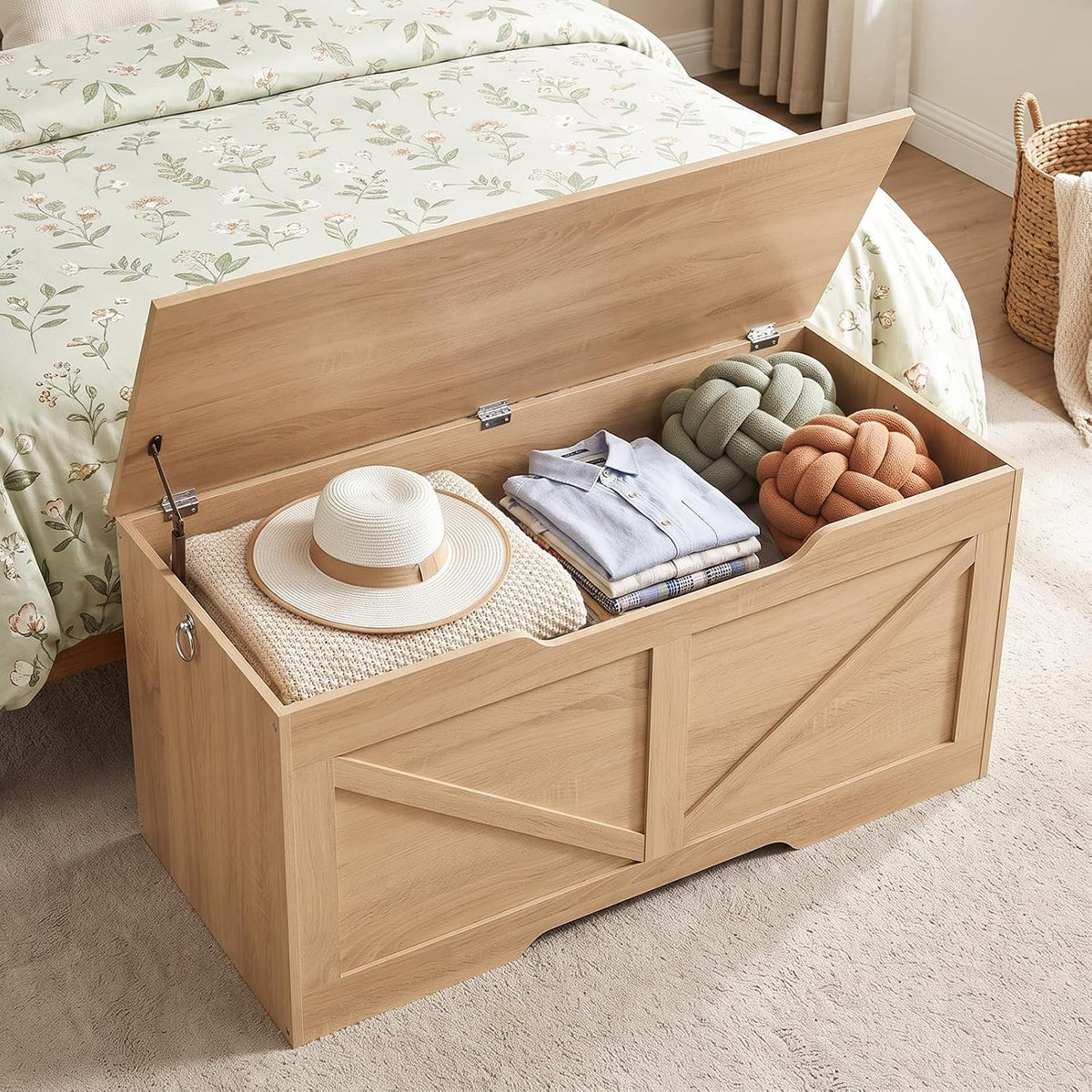 Retro Wooden Storage Bench Toy Chest