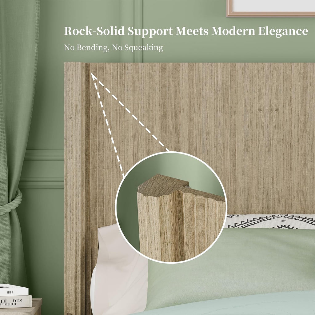 Queen Fluted Wall‑Mounted Headboard With Lighting