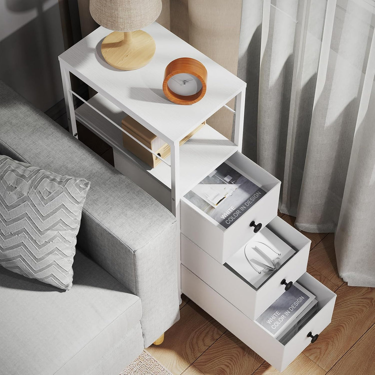 White Slim Drawer Storage Cabinet