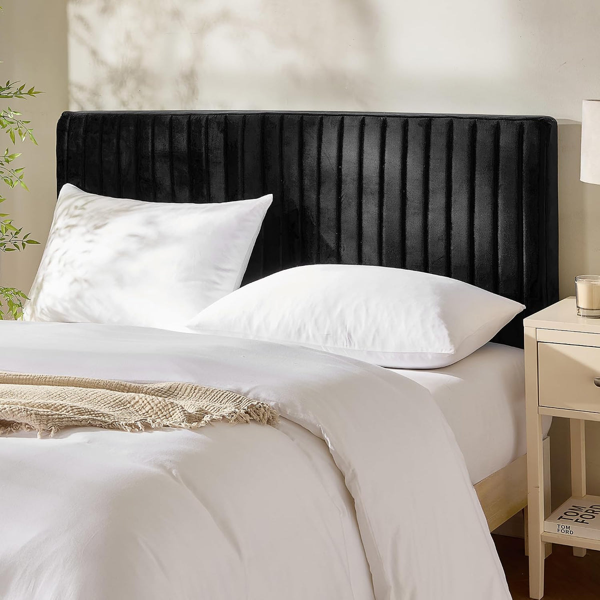 Queen Black Velvet Wall Mount Headboard