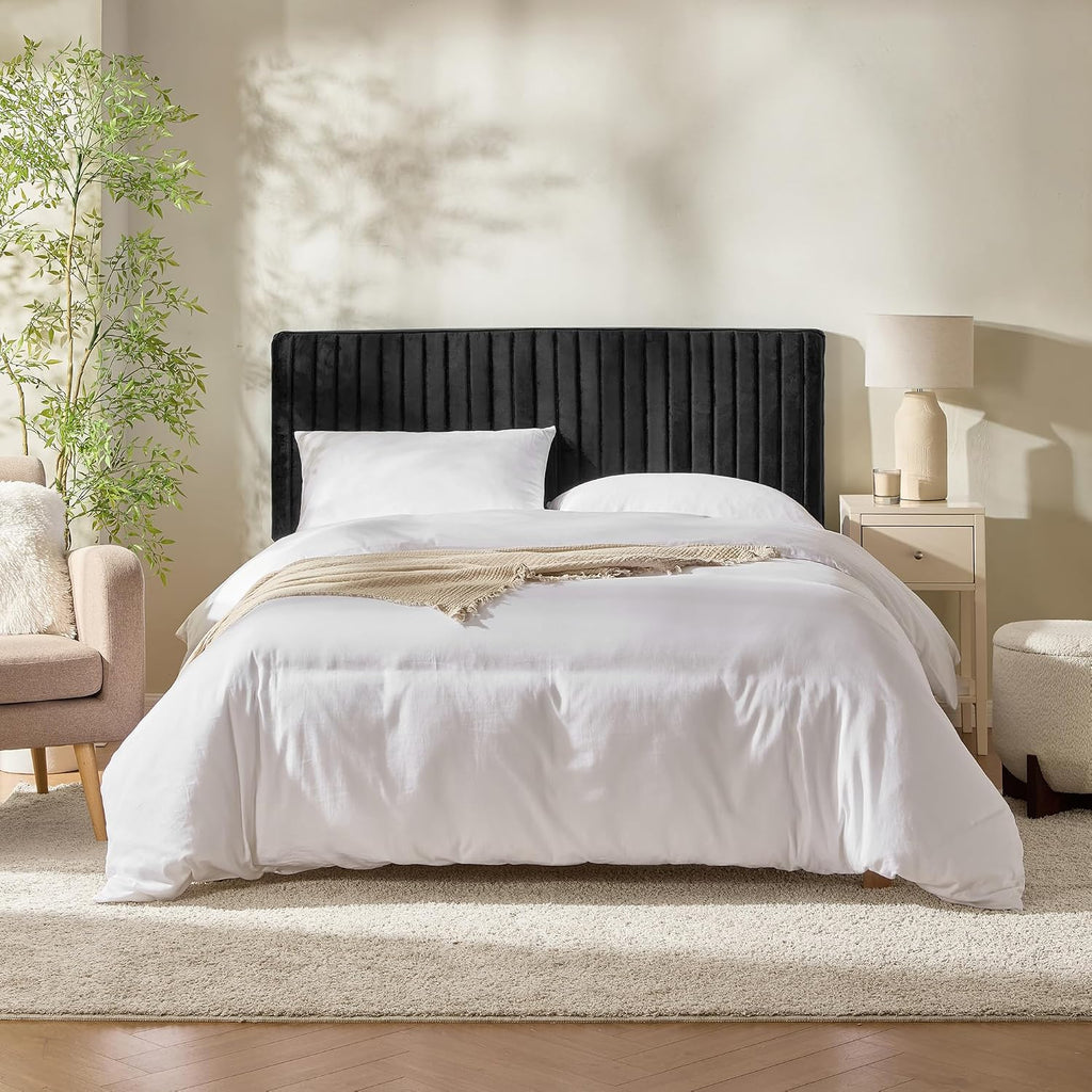 Queen Black Velvet Wall Mount Headboard