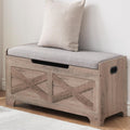 Padded Cushion Wooden Storage Bench Chest