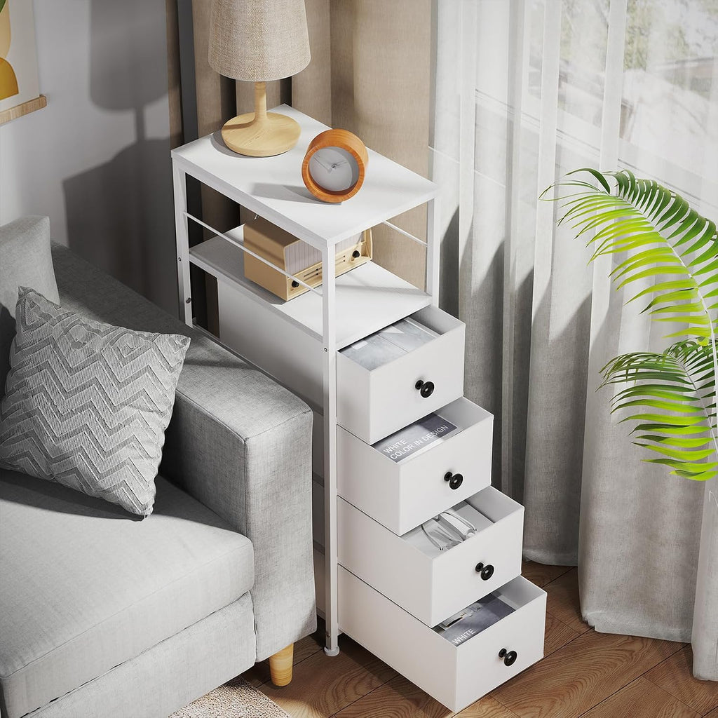 White 4‑Drawer Slim Dresser