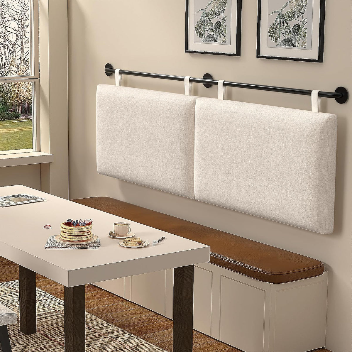King Beige Linen Wall Mount Headboard