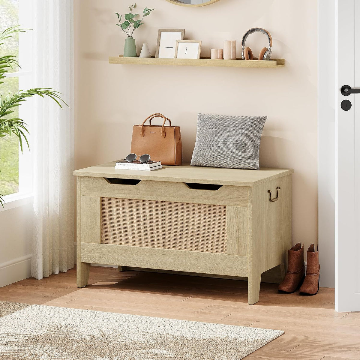 Boho Wooden Storage Bench Toy Chest