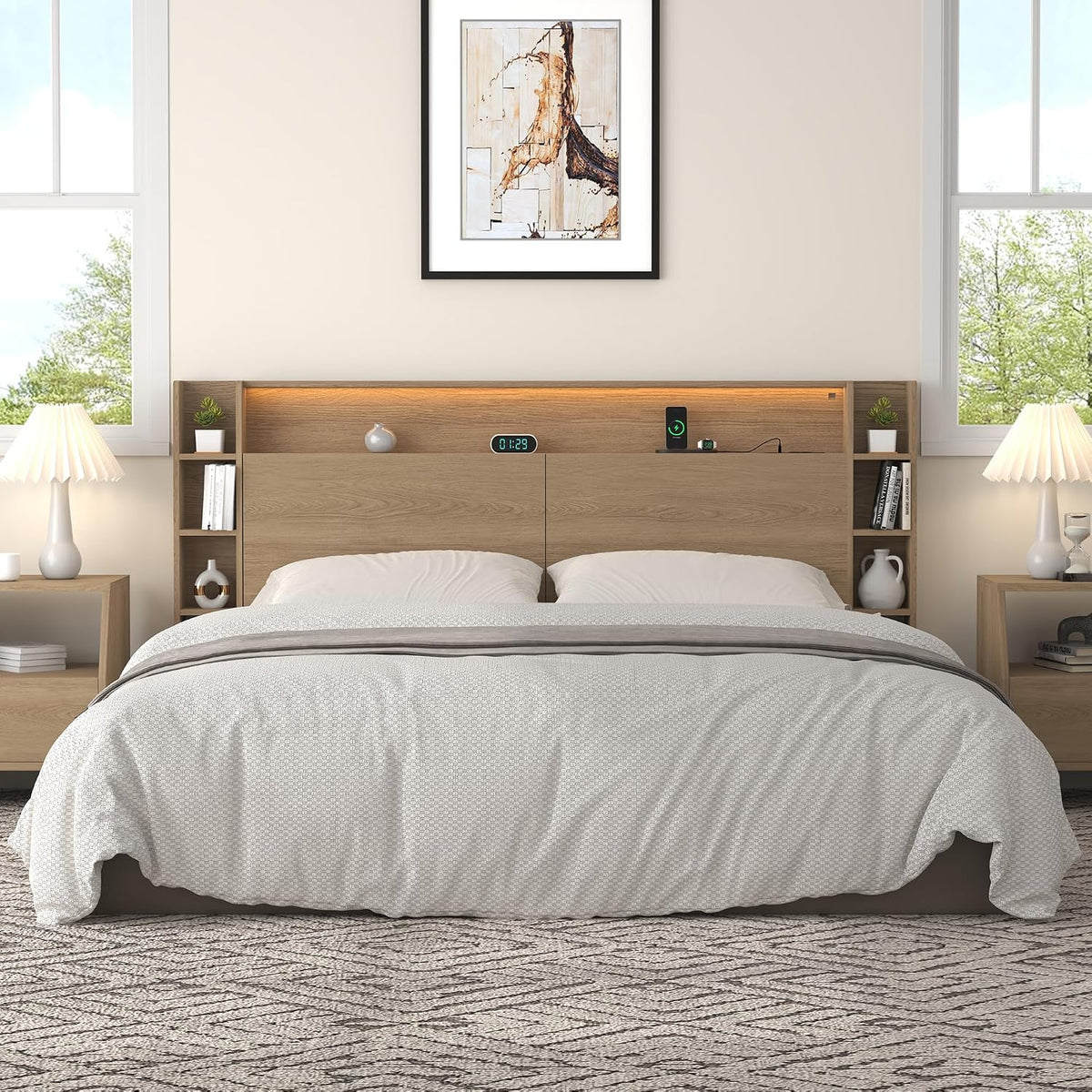 Queen Storage Wall Mount Headboard